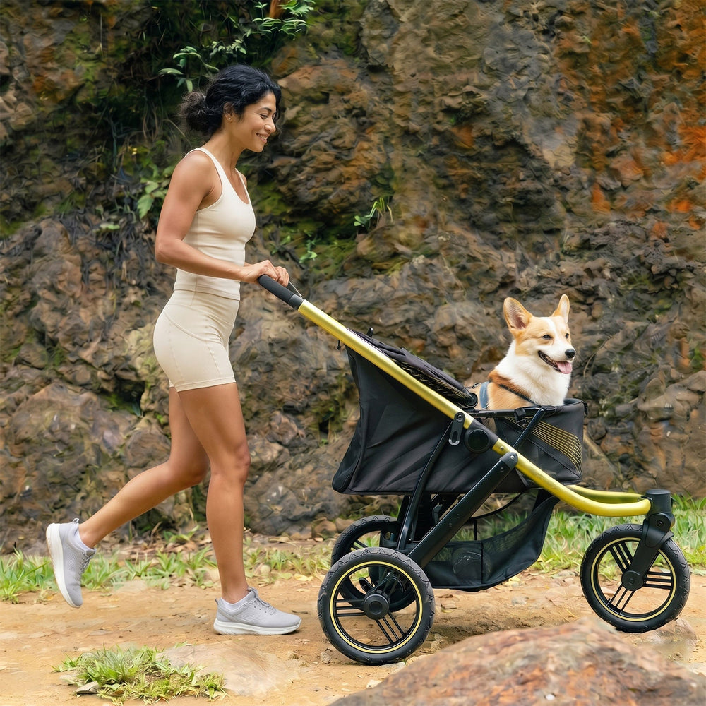 The Beast Pet Jogging Stroller, 3-Wheel All-Terrain Dog-Cat Pram